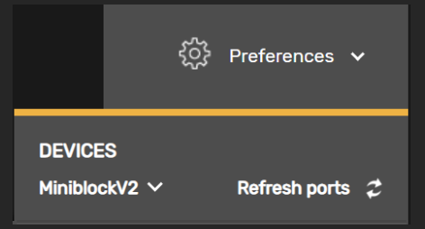 Device selection panel