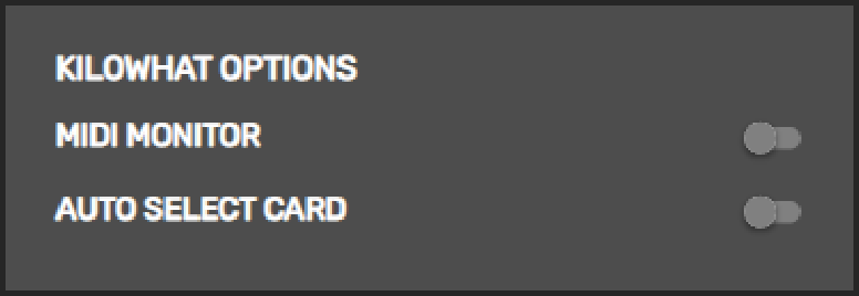 Kilowhat options panel